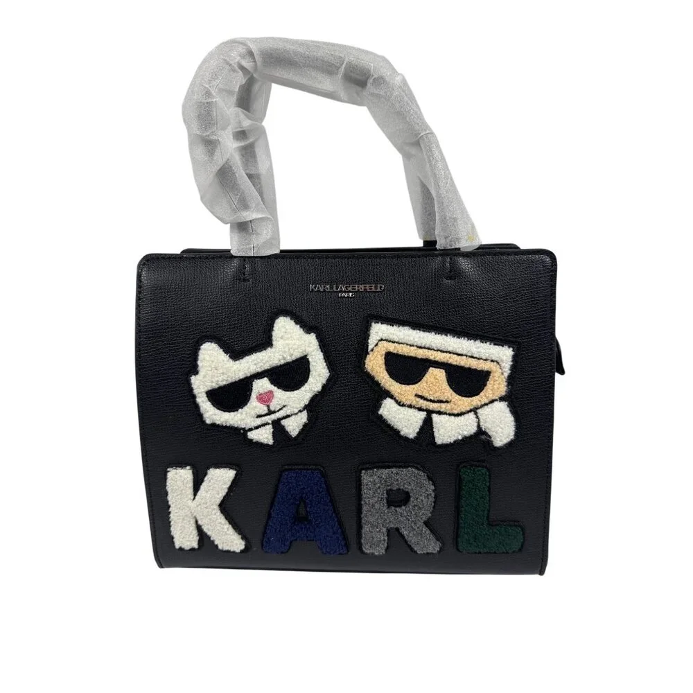 Karl Lagerfeld Paris Women's Maybelle Iconic Black‎ Choupette Satchel